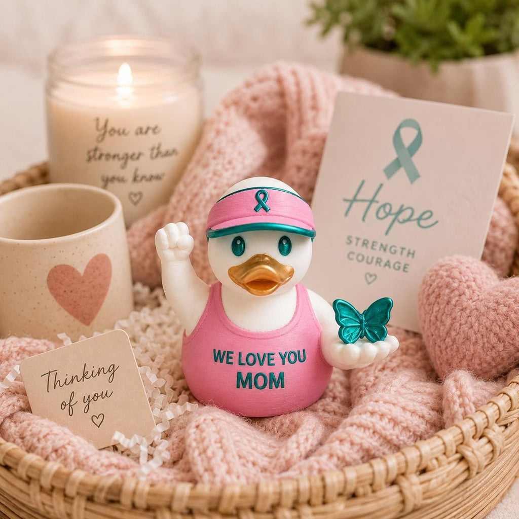 Amazing Lady Ovarian Cancer Gift Teal Butterfly Awareness Duck Collectible Survivor Encouragement Present Fighter Hope Symbol Warrior Strength Keepsake Pink Visor Ribbon Figurine Silk Accent Display Desk Shelf Collectible Caregiver