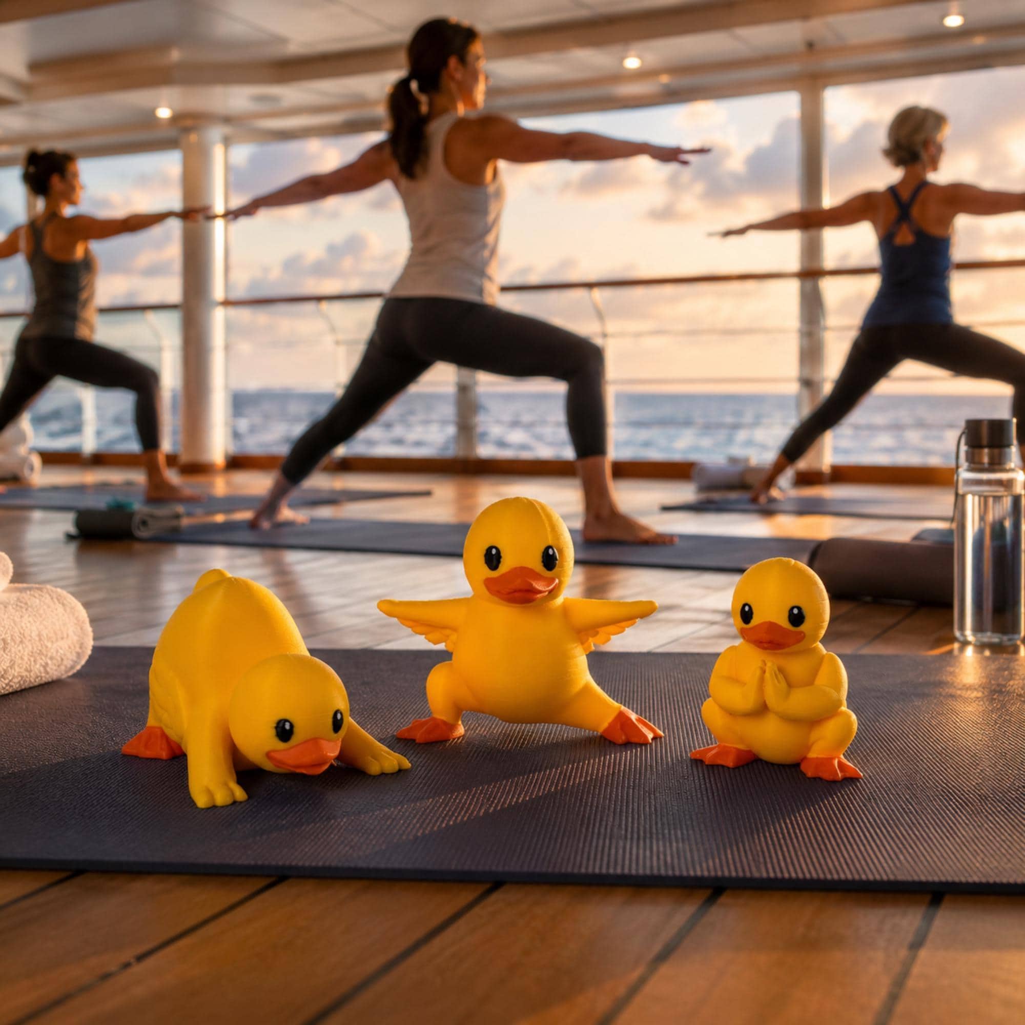 Dashboard Duck Ornament Yoga Warrior Pose Figurine Cheerful Meditation Desk Accessory Wellness Gift Mindfulness Present 3D Printed Sunflower Yellow Statue Yoga Teacher Birthday Gift Zen Office Companion Compact Workspace Figurine Balance