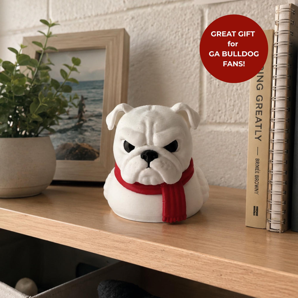 Football Fan Souvenir Bulldog Dashboard Duck 3D Printed Vehicle Ornament Red Sweater Mascot Design Game Day Celebration Gift Handmade Collectible Car Display Graduation Present Compact Size Durable Construction Cruise Hiding Toy Party