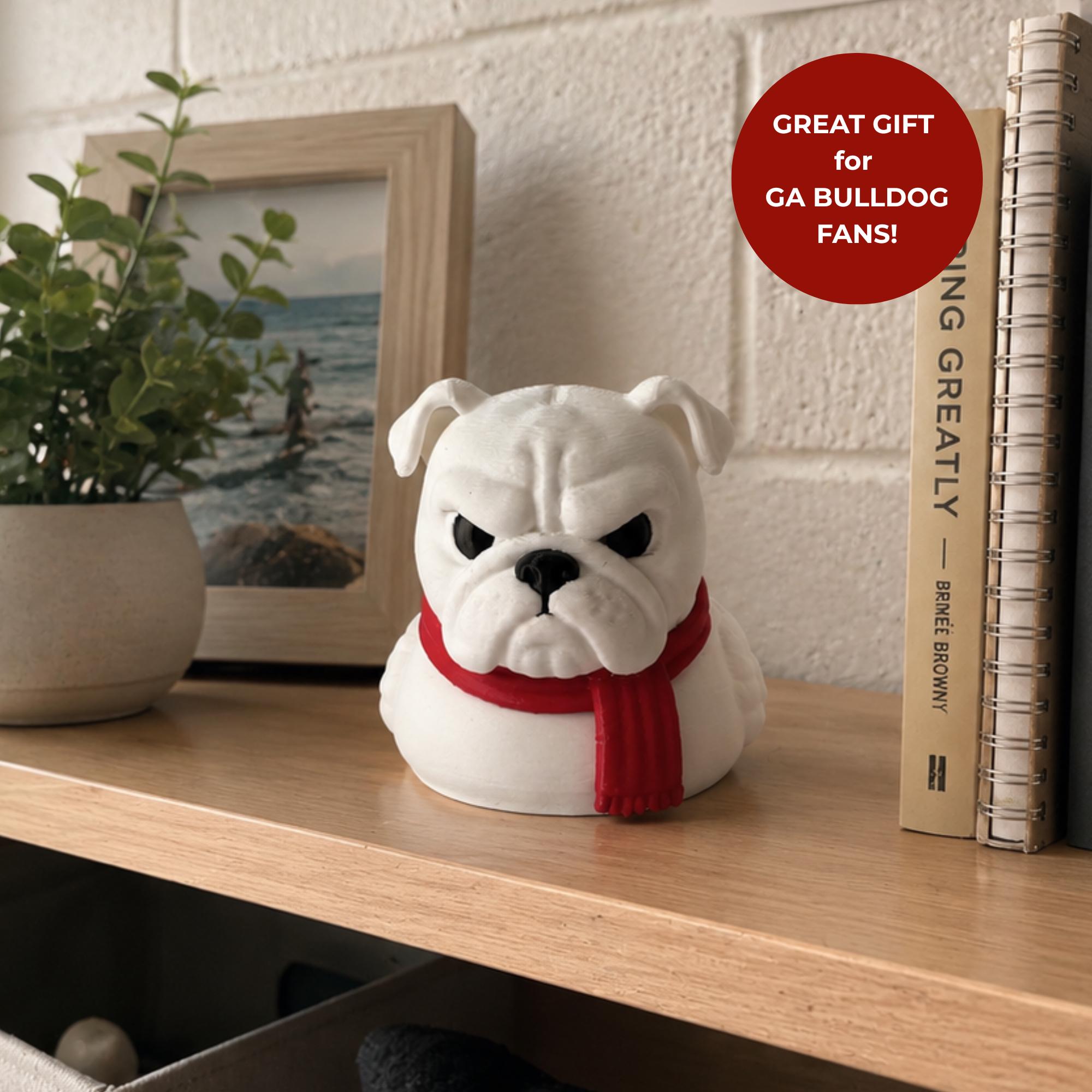 Football Fan Souvenir Bulldog Dashboard Duck 3D Printed Vehicle Ornament Red Sweater Mascot Design Game Day Celebration Gift Handmade Collectible Car Display Graduation Present Compact Size Durable Construction Cruise Hiding Toy Party