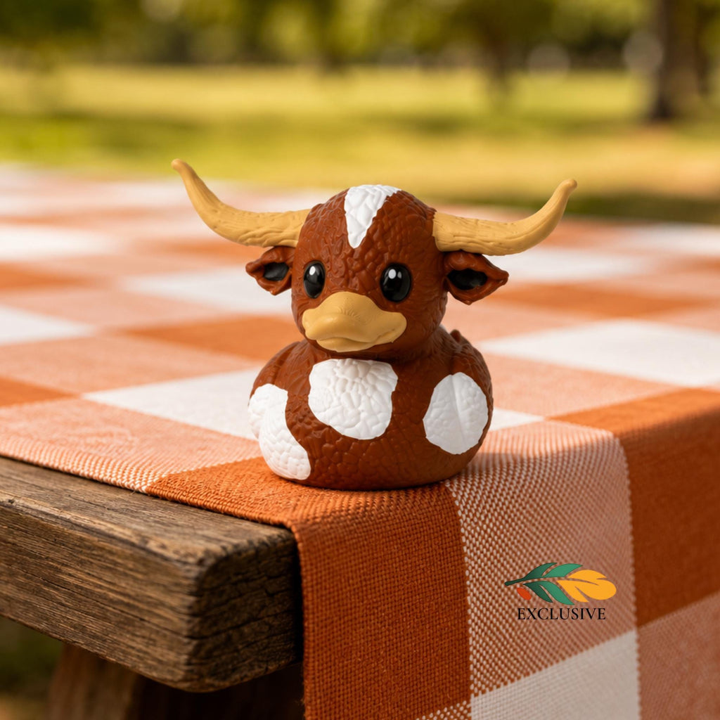 Texas Longhorn Dashboard Duck Collectible Football Fan Gift College Dorm Desk Accessory University Student Alumni Present Game Day Celebration Miniature Figurine Texas Themed Memorabilia Longhorn Heritage Pride Display Piece Tailgate Party