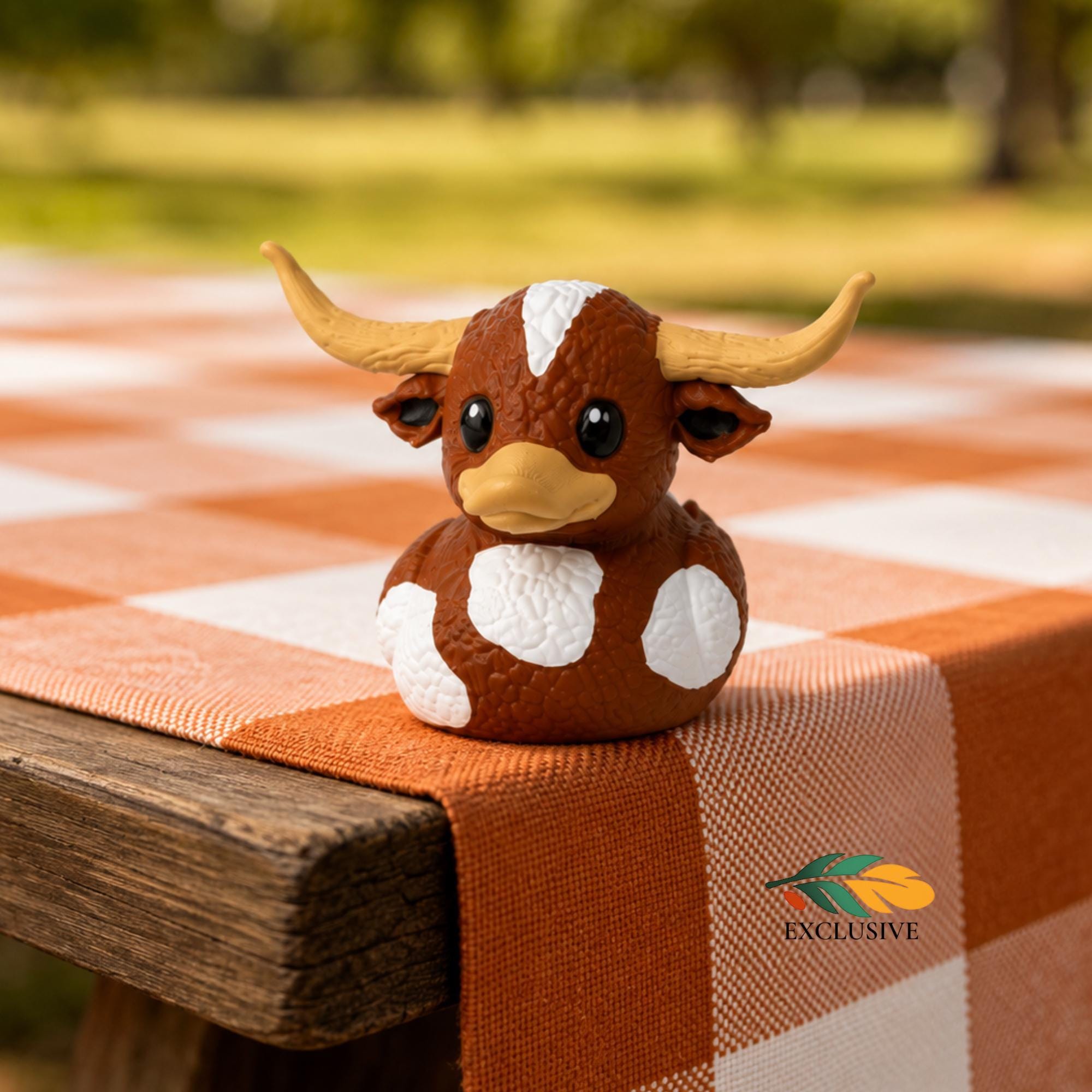 Texas Longhorn Dashboard Duck Collectible Football Fan Gift College Dorm Desk Accessory University Student Alumni Present Game Day Celebration Miniature Figurine Texas Themed Memorabilia Longhorn Heritage Pride Display Piece Tailgate Party