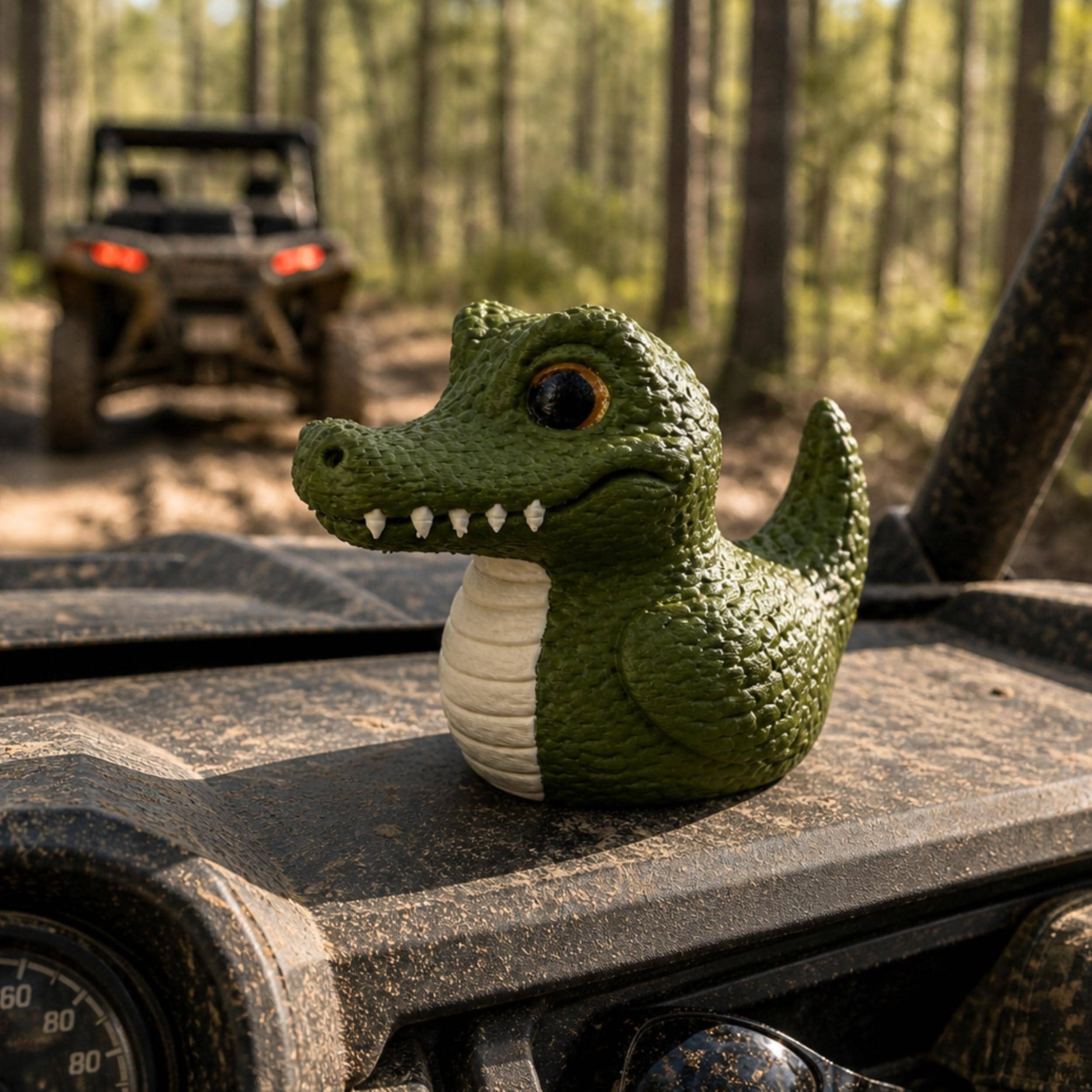 Florida Souvenir Gift Alligator Duck Figurine Dashboard Ornament Truck Interior Decoration Vehicle Accessory Outdoor Adventure Enthusiast Present Airboat Rider Gift Swamp Themed Collectible 3D Printed PLA Construction Whimsical Cartoon