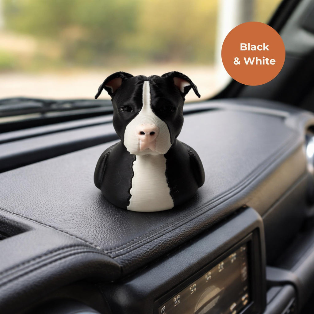 Dog Lover Car Accessory Pitbull Breed Dashboard Duck Figurine Jeep Vehicle Console Display Ornament Perfect Gift Dog Enthusiast Collection Available Three Color Options Black Caramel Gray Single Five Pack Sets Birthday Present Jeep Owner