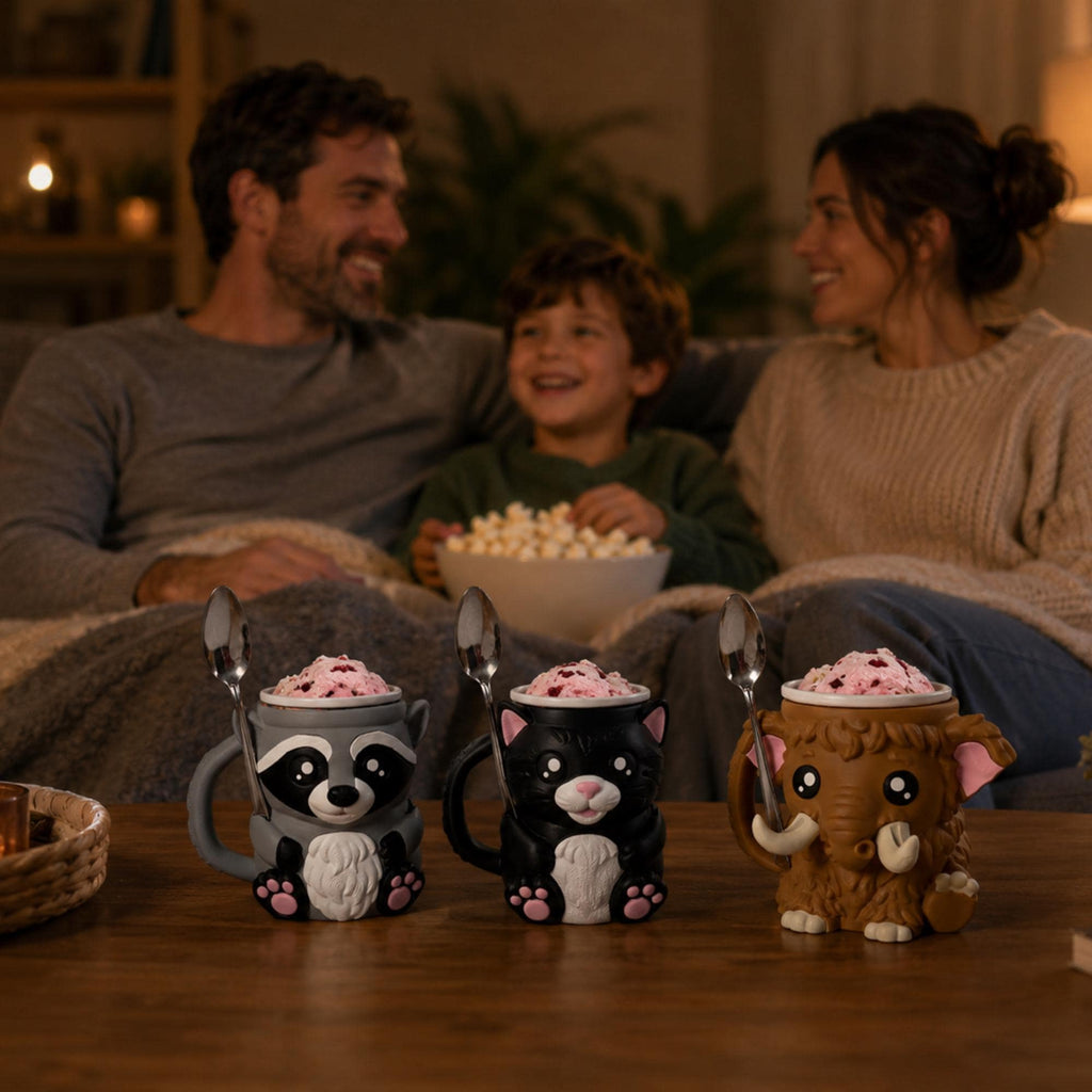Ice Cream Pint Holder – Raccoon Cozy with Dual Spoon Slots