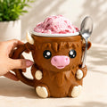 Ice Cream Pint Holder Insulated Cozy Sleeve Highland Cow Design Animal Themed Kitchen Accessory Perfect Movie Night Essential Frozen Treat Container Keeps Hands Warm Prevents Condensation Comfortable Grip Unique Novelty Gift Ice Cream Lover