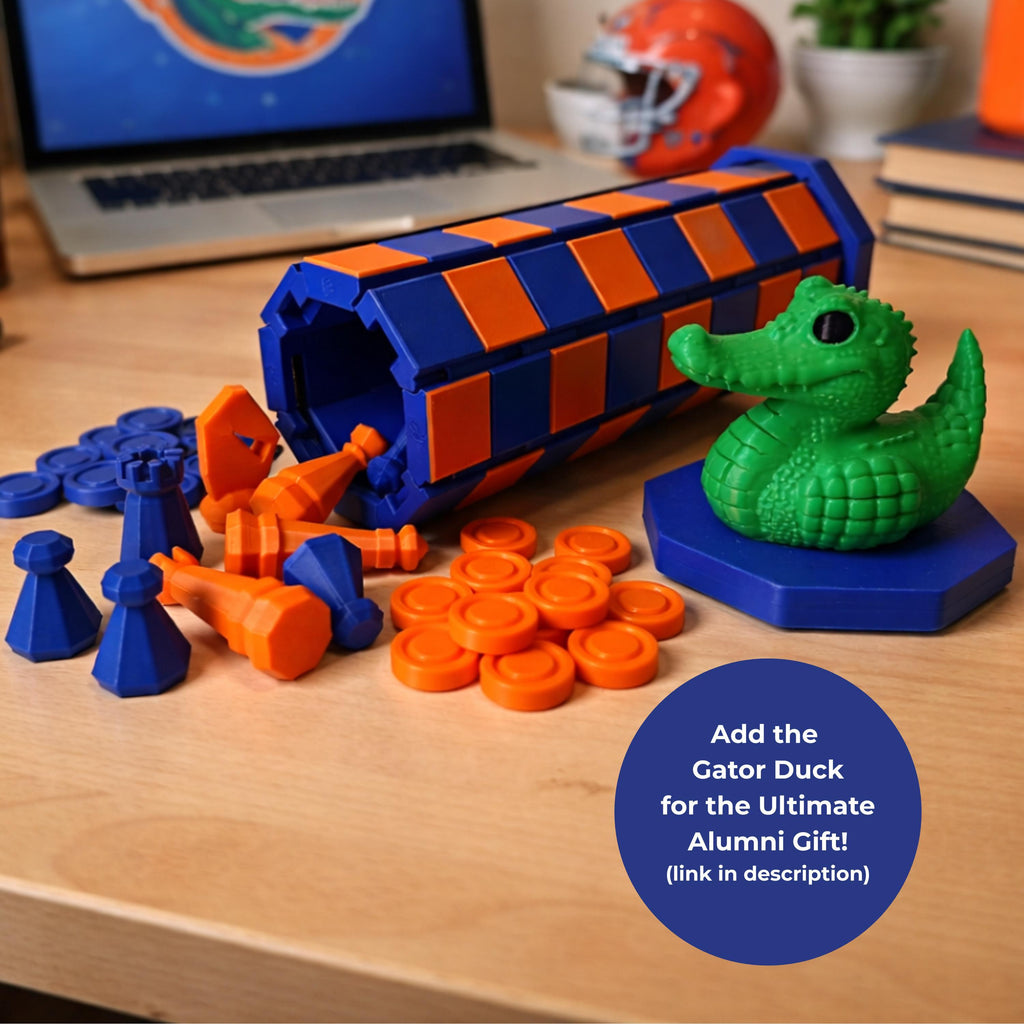 Graduation Gift Chess Set Orange Blue University Colors Portable Roll Up Travel Board Student Alumni Present Dorm Room Gaming Entertainment Dual Functionality Chess Checker Pieces 3D Printed Design Flexible Board Compact Storage Cylindrical