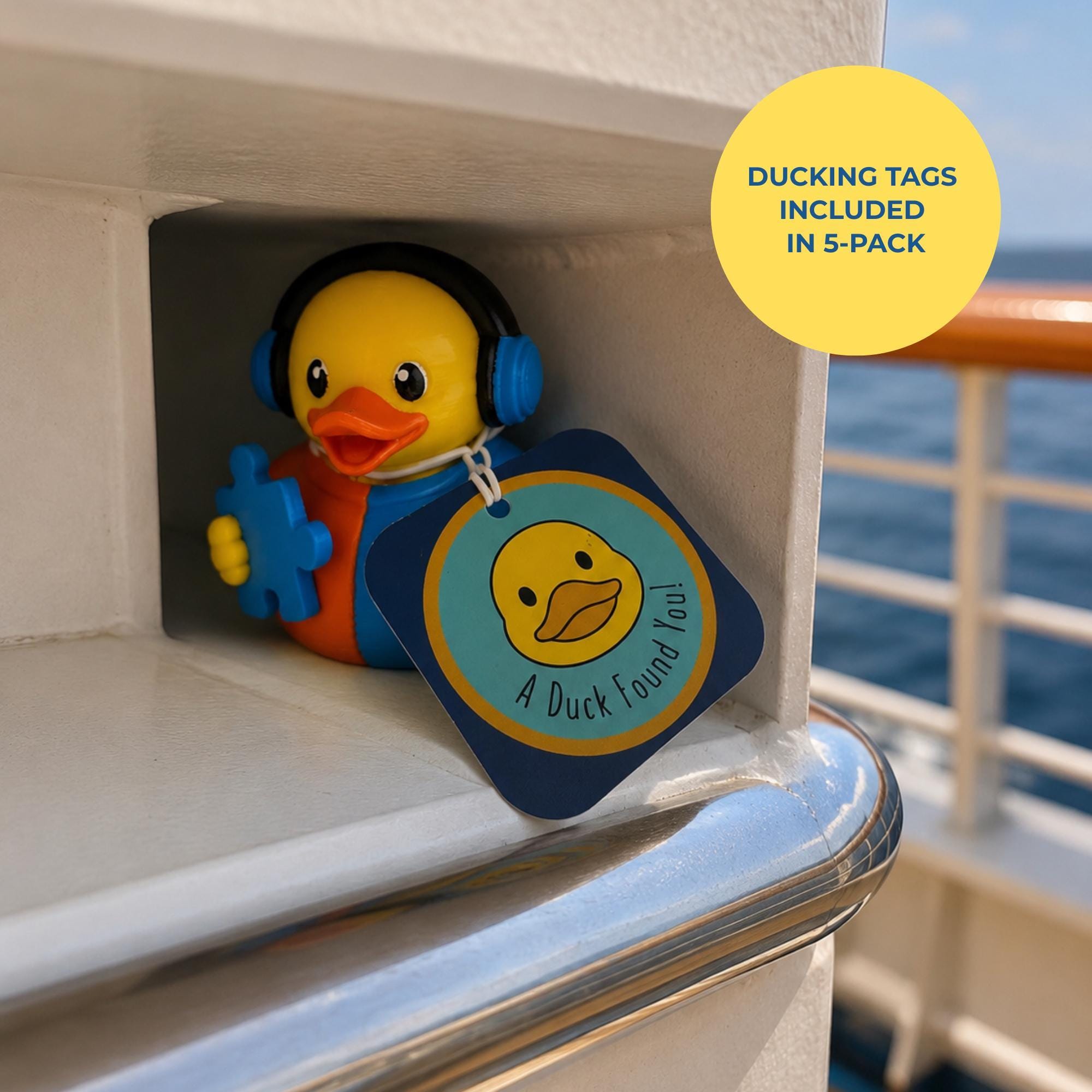 Desk Toy Duck Figurine Autism Awareness Blue Puzzle Piece Design Special Education Gift Teacher Appreciation Present Therapist Support Item 3D Printed Collectible Headphones Symbol Sensory Office Display Dashboard Decoration Neurodiversity