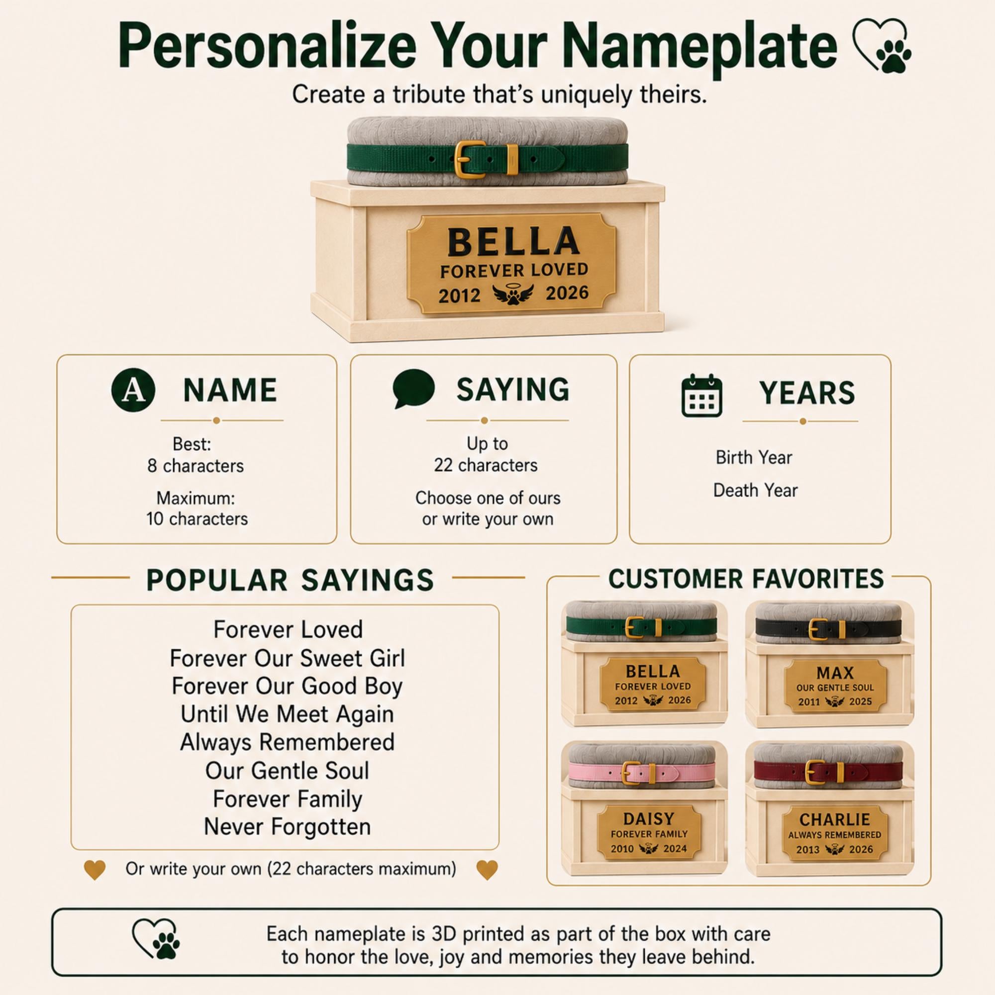 Pet Memorial Gift – Personalized Keepsake Box for Dog Or Cat Loss