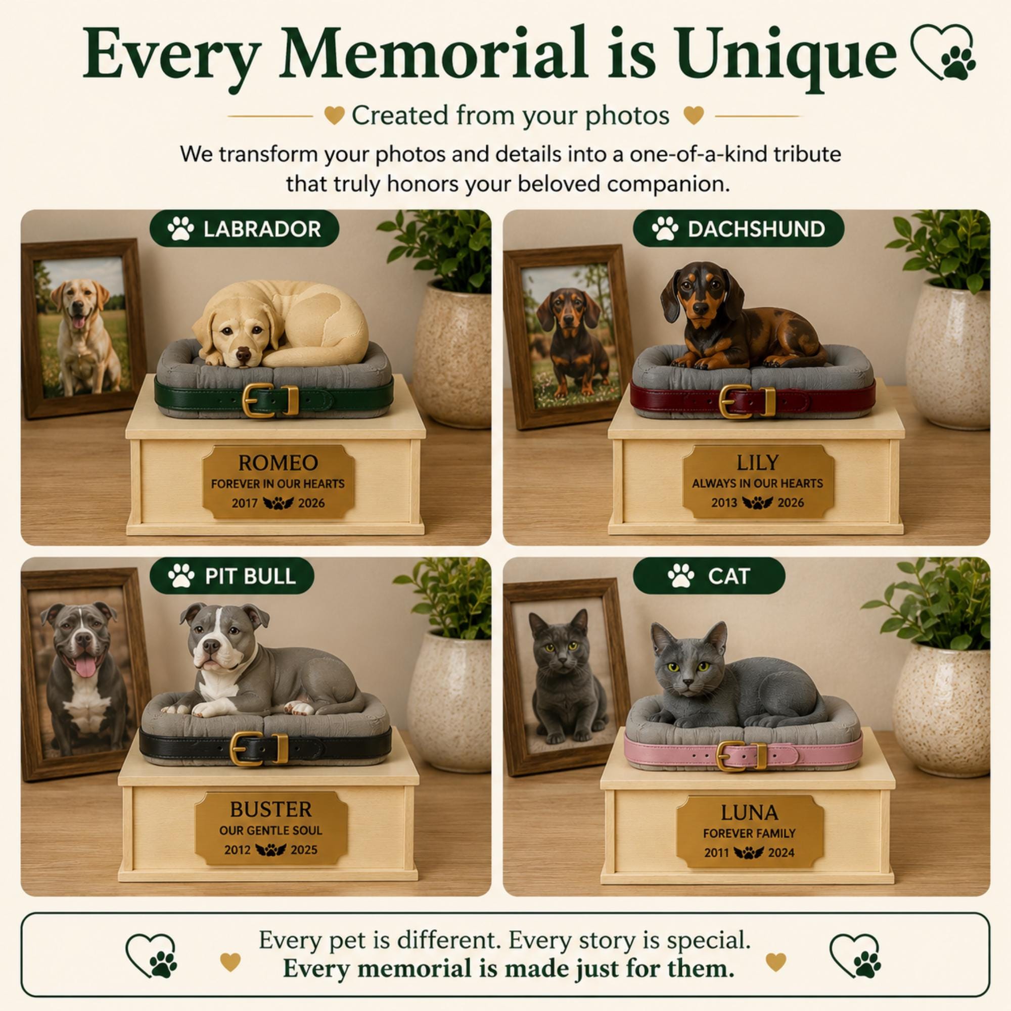 Pet Memorial Box – Personalized Keepsake Storage for Dog Cat
