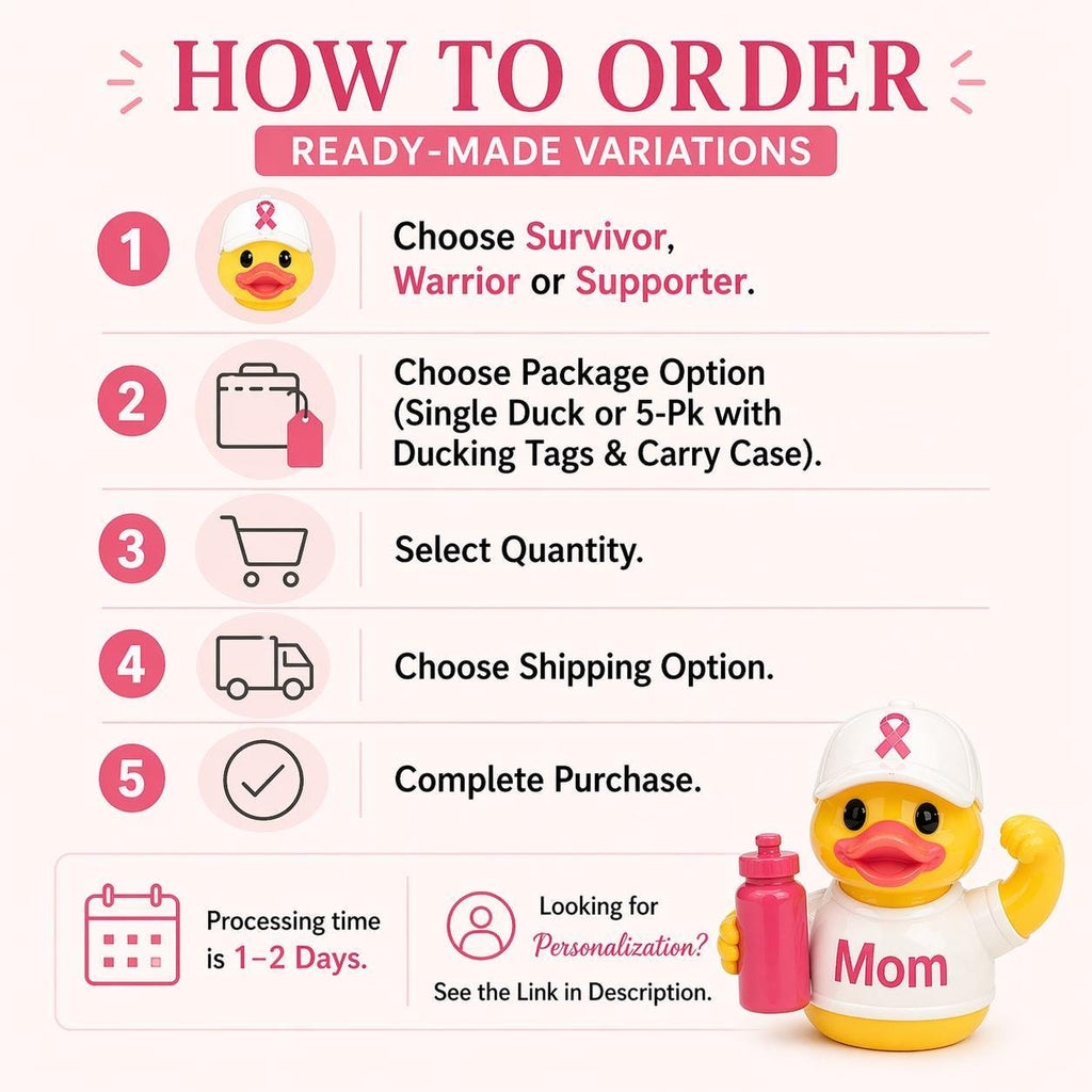 Breast Cancer Awareness Duck – Dashboard Gift for Survivors Warriors