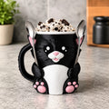 Ice Cream Pint Holder Sleeve Cozy Warmer Tuxedo Cat Design Perfect Cat Lover Gift Kitchen Accessory Frozen Dessert Caddy Comfortable Hand Warmer Dual Spoon Holder Slots Novelty Kitchen Gadget Movie Night Essential Feline Themed Item Unique
