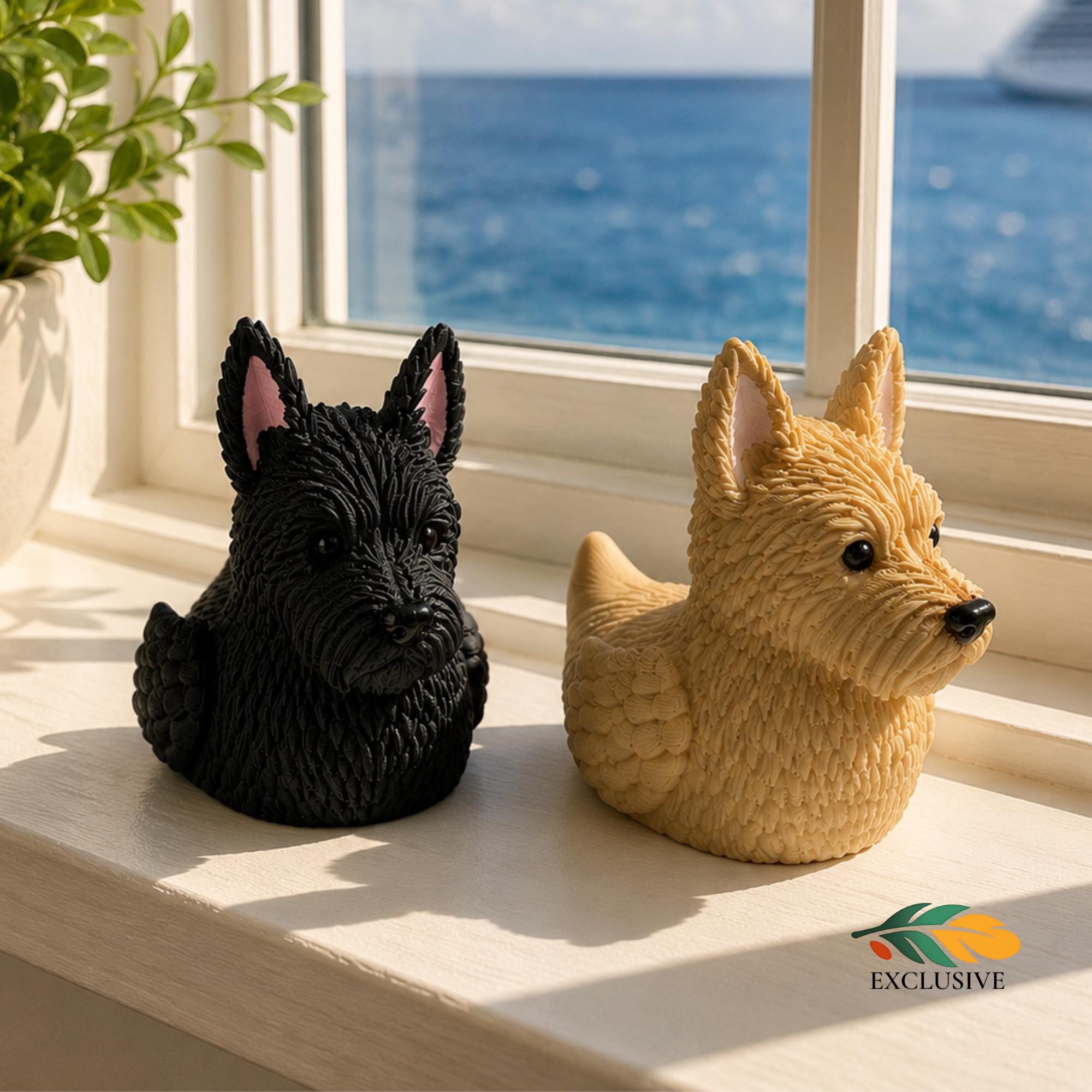Scottish Terrier Dashboard Duck Cruise Souvenir Collectible Figurine Black Wheaten Scottie Dog Ornament Car Boat Display Gift For Dog Lovers Handcrafted 3D Printed Novelty Item Dashboard Duck Tradition Keepsake Memento Cruise Vacation