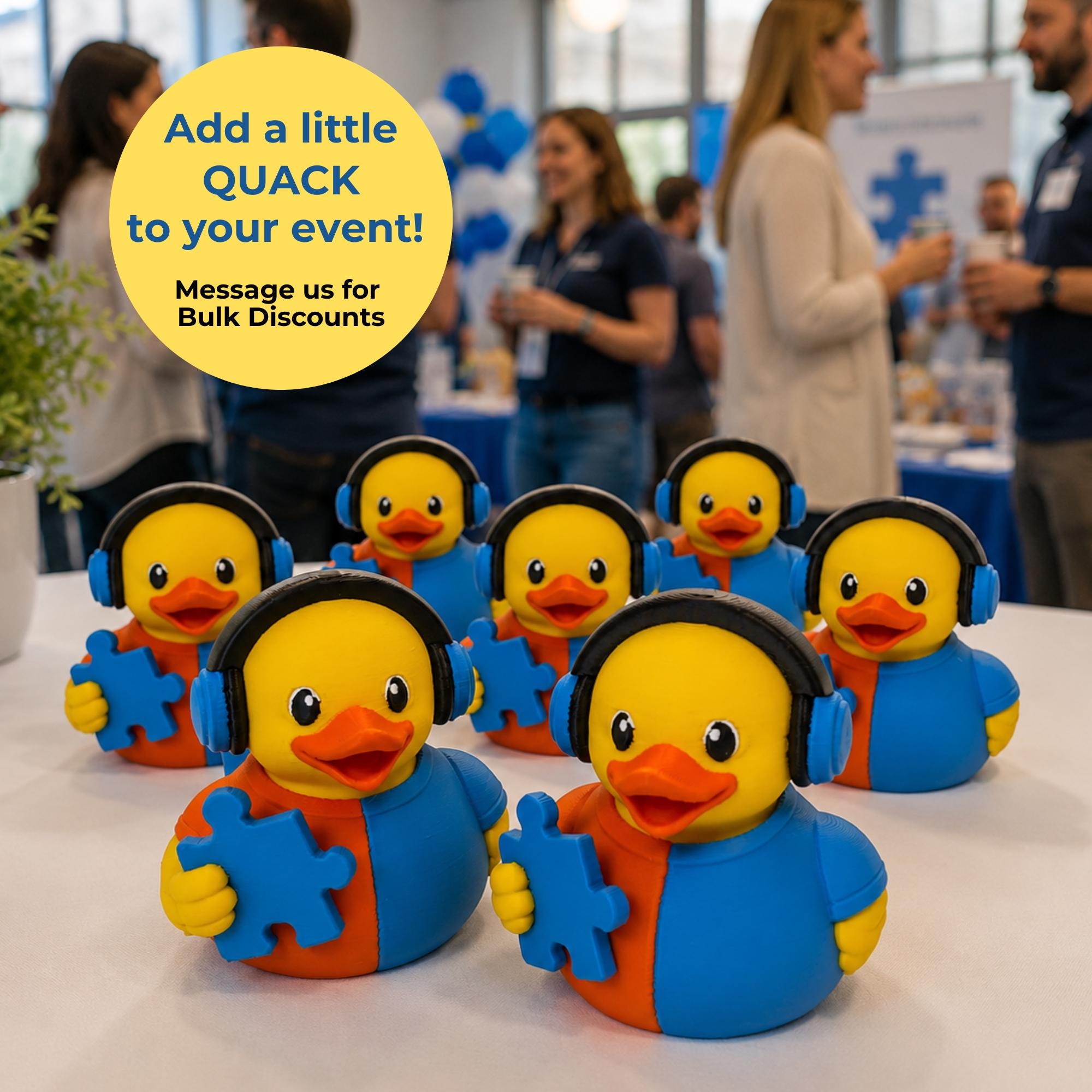 Autism Awareness Duck – Blue Puzzle Piece Dashboard Desk Sensory Toy