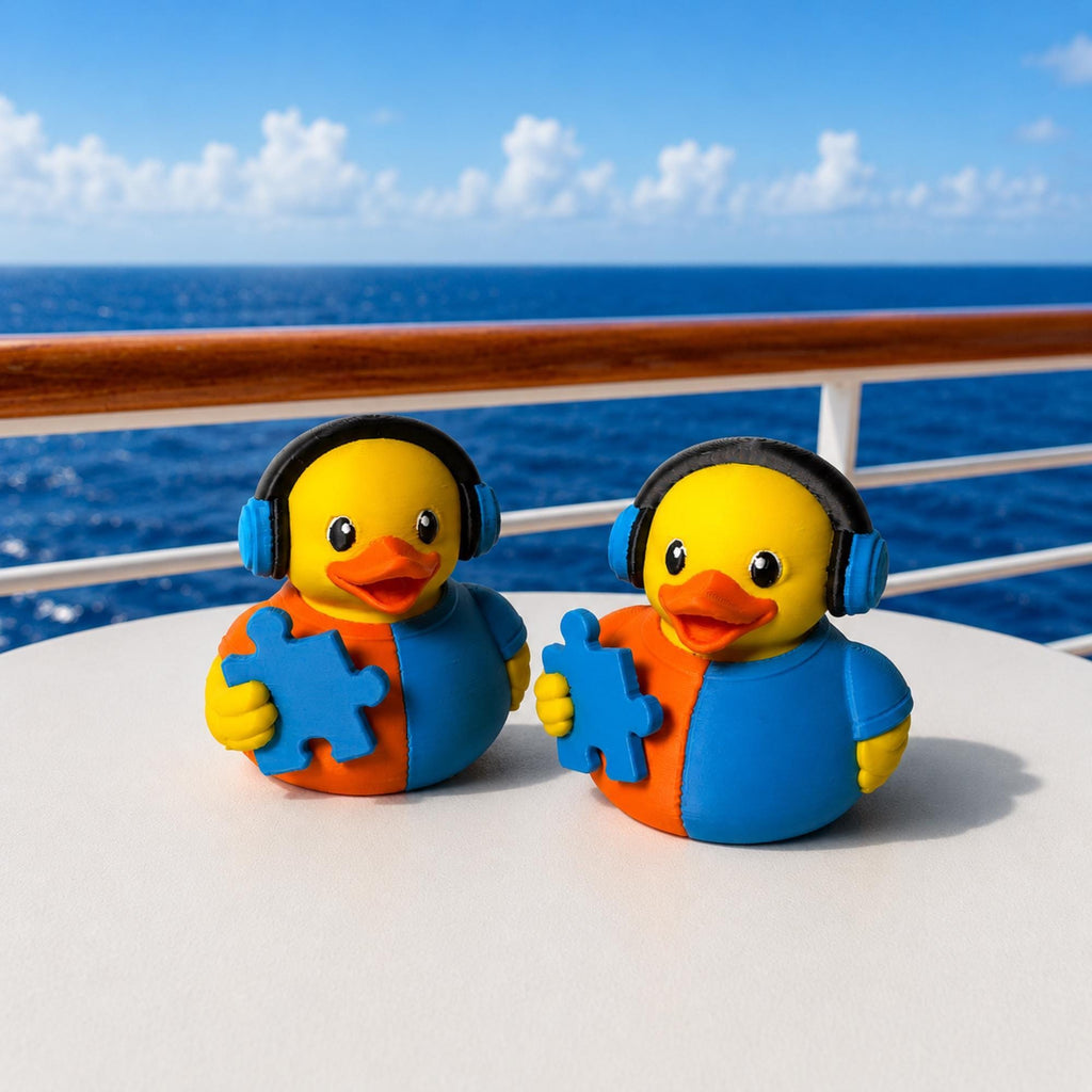 Autism Awareness Duck – Blue Puzzle Piece Dashboard Desk Sensory Toy