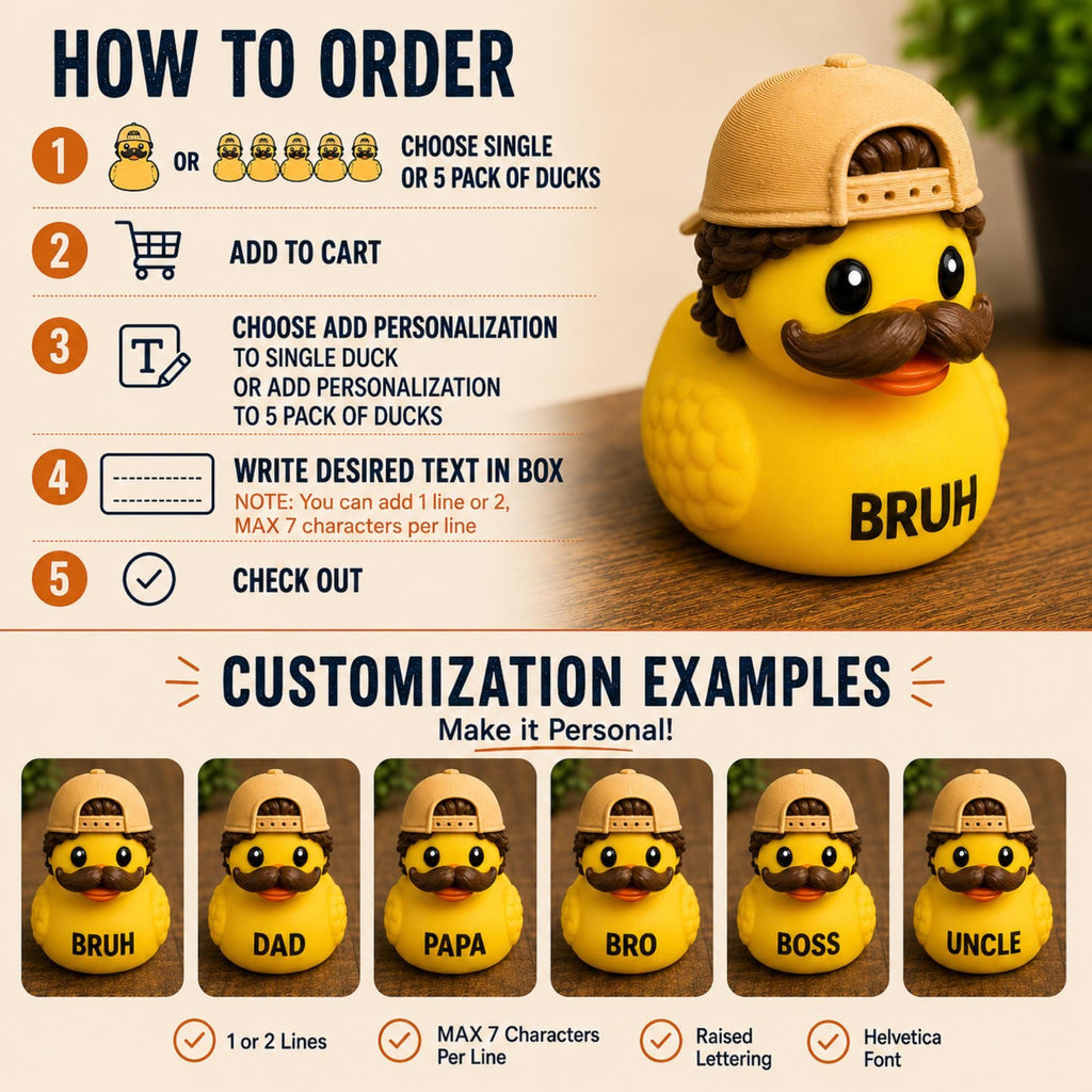 Dashboard Duck – Funny Mustache Character Personalized Gift