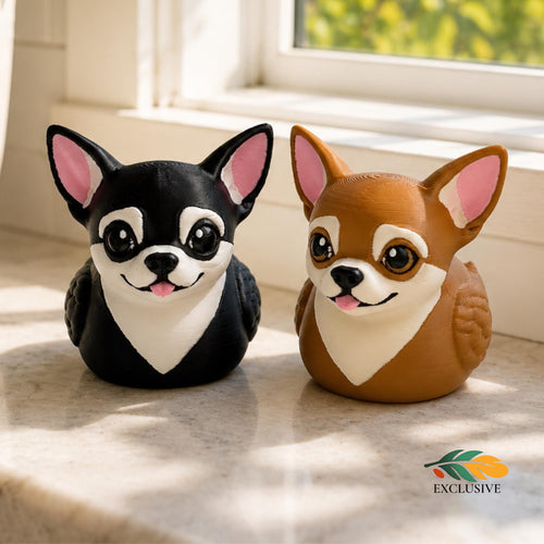 3D Printed Chihuahua Figurine Dog Lover Gift Dashboard Companion Cute Puppy Statue Small Dog Collectible Item Expressive Eyes Design Smiling Face Sculpture Oversized Ears Detail Office Desk Pet Chihuahua Owner Present Car Interior Accessory