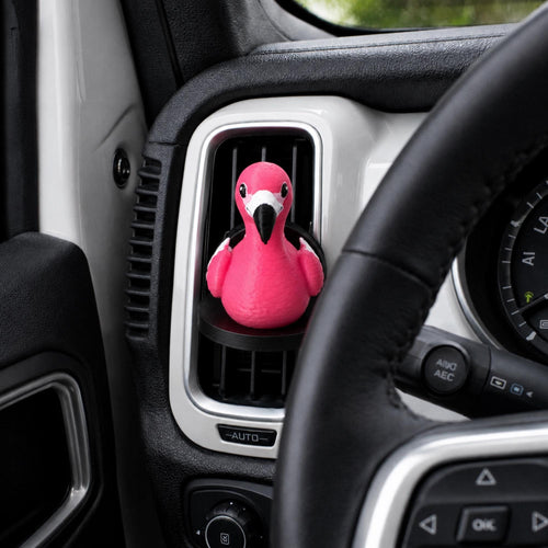 Tropical Flamingo Vent Diffuser Car Air Freshener Essential Oil Holder Pink Bird Design Automobile Accessory Beach Theme Vehicle Decoration Natural Aroma Clip Scent Dispenser Dashboard Charm Cute Gift Idea Summer Style Accessory Compact