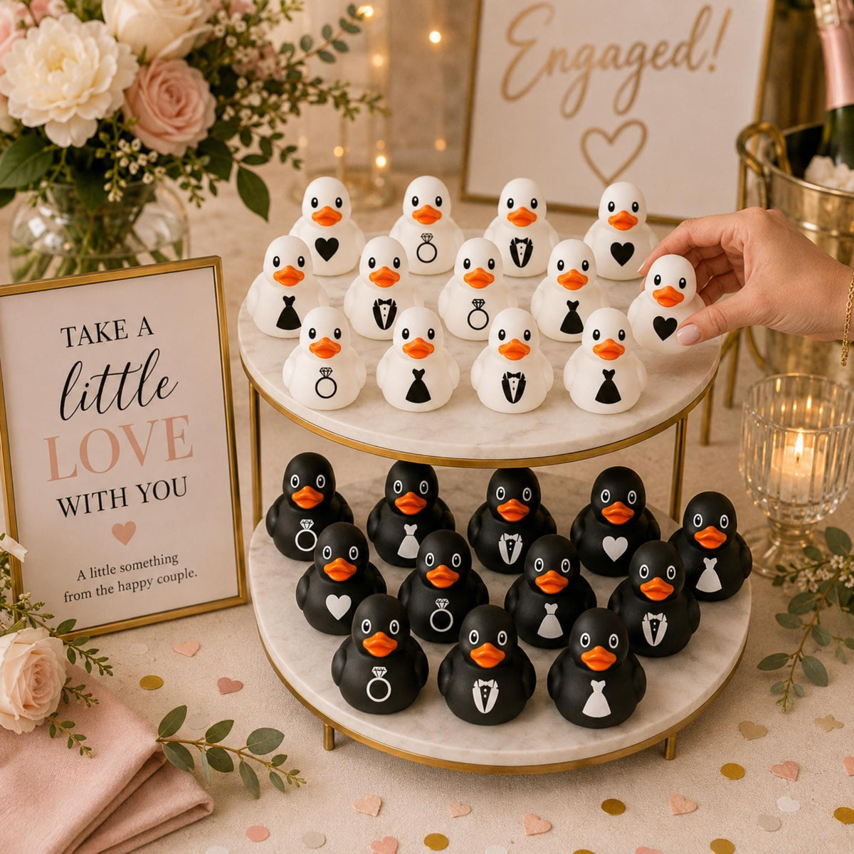14-Piece Birthday Party Pack – 12 Mini Ducks and Large Cake Topper Baby Shower Gift