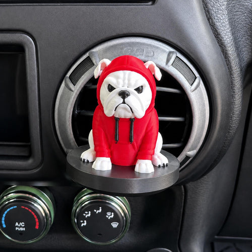 Car Vent Diffuser Essential Oil Clip Bulldog Design Red Hoodie Mascot Vehicle Air Freshener Holder Automobile Aromatherapy Accessory Perfect Fan Gift College Student Car Decor Game Day Essential Tailgate Party Accessory Alumni Pride Display