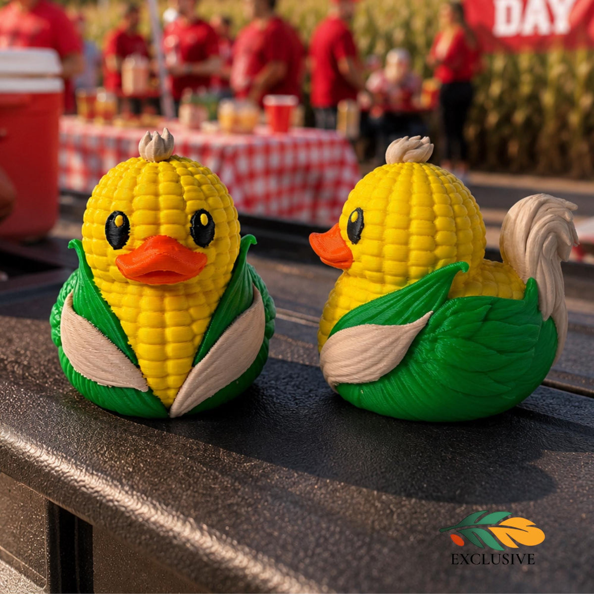 Vehicle Dashboard Ornament Corn Shaped Rubber Duck Figurine Farm Themed Car Accessory Perfect Interior Styling Gift Yellow Body Orange Beak Design 3D Printed Collectible Plant Based Construction Harvest Celebration Display Rearview Mirror