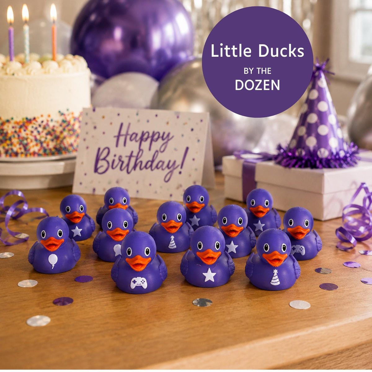 Custom Birthday Party Favor Mini Duck Gift Set Personalized Baby Shower Collectible Twelve Piece Duck Toy Collection Customizable Design Options Perfect Family Celebration Gift Travel Bag Storage Included Unique Party Favor Set Baby Shower