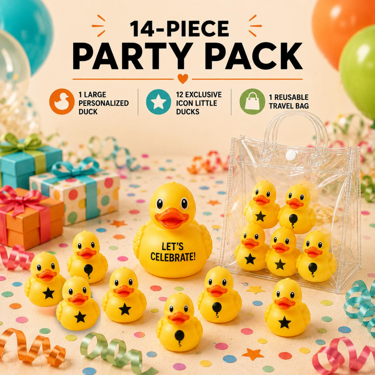 4x4 Ducking Gift – Set of 12 Custom 3d Printed Little Ducks with Travel Bag