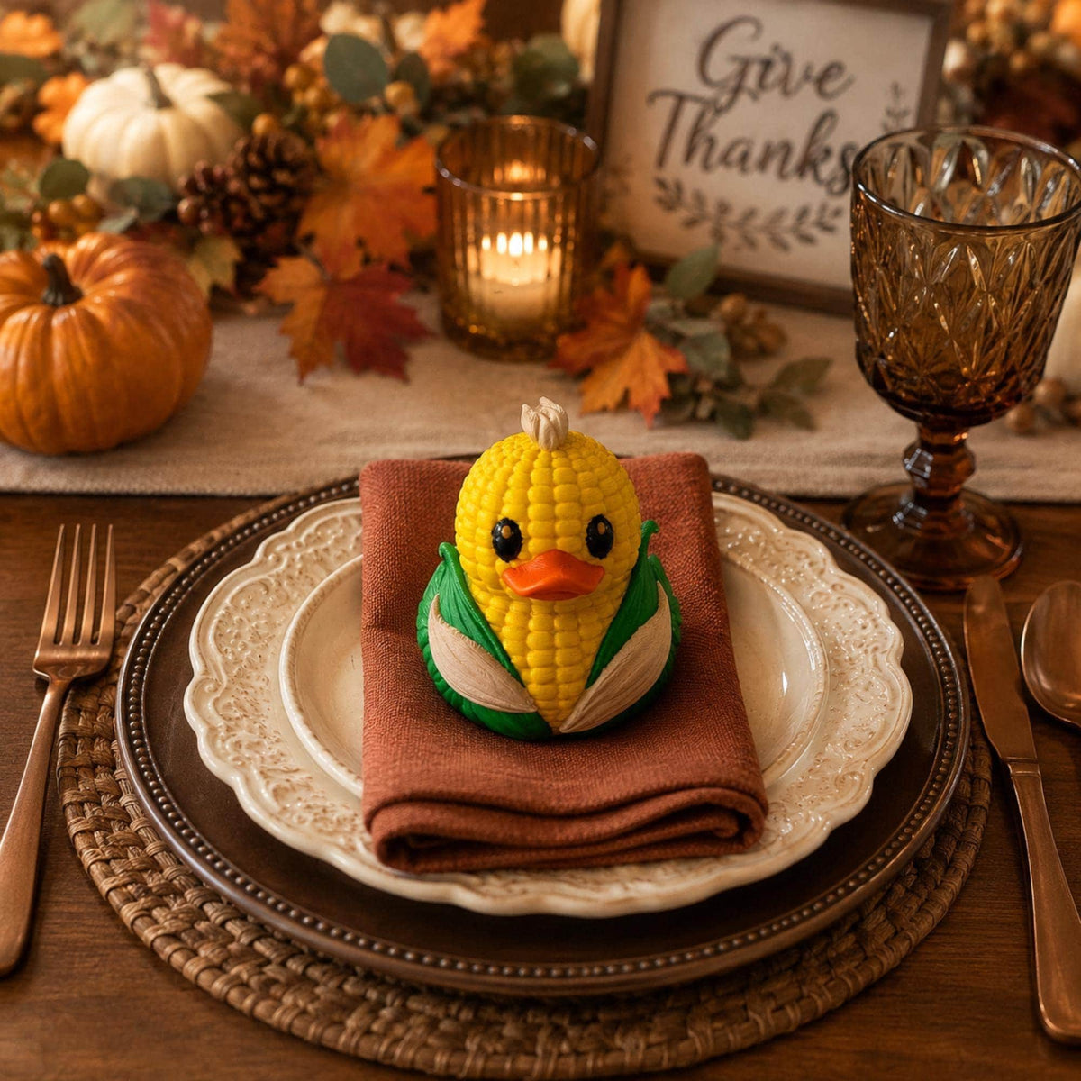 Thanksgiving Duck Decoration – Three-Piece Duck Harvest Table Decor