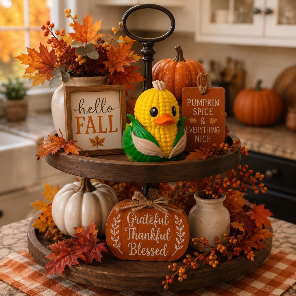 Thanksgiving Duck Decoration – Three-Piece Duck Harvest Table Decor