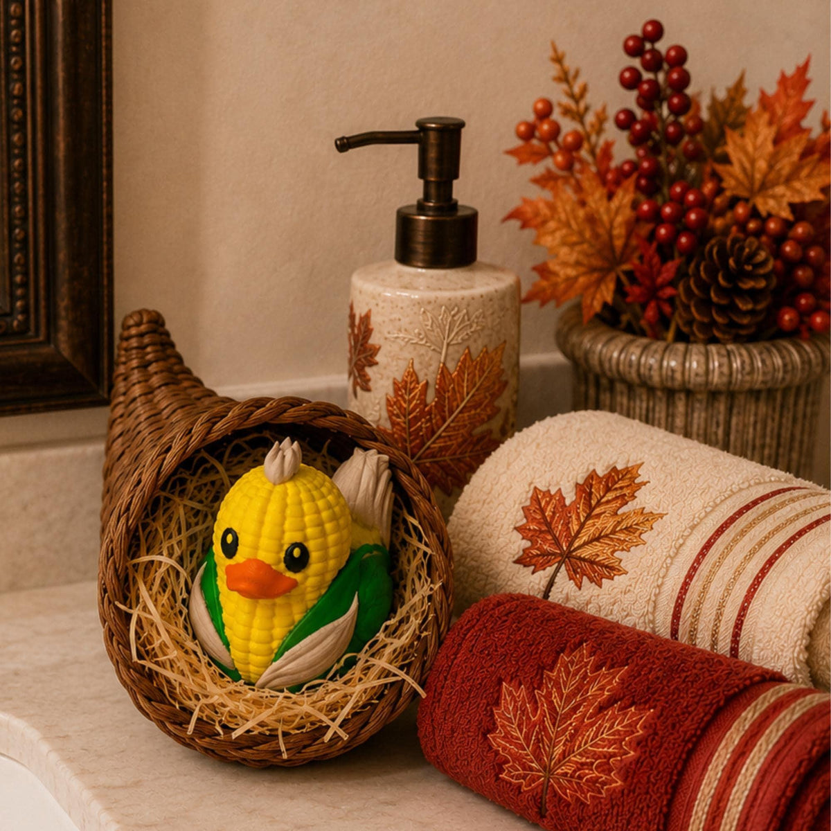 Thanksgiving Duck Decoration – Three-Piece Duck Harvest Table Decor