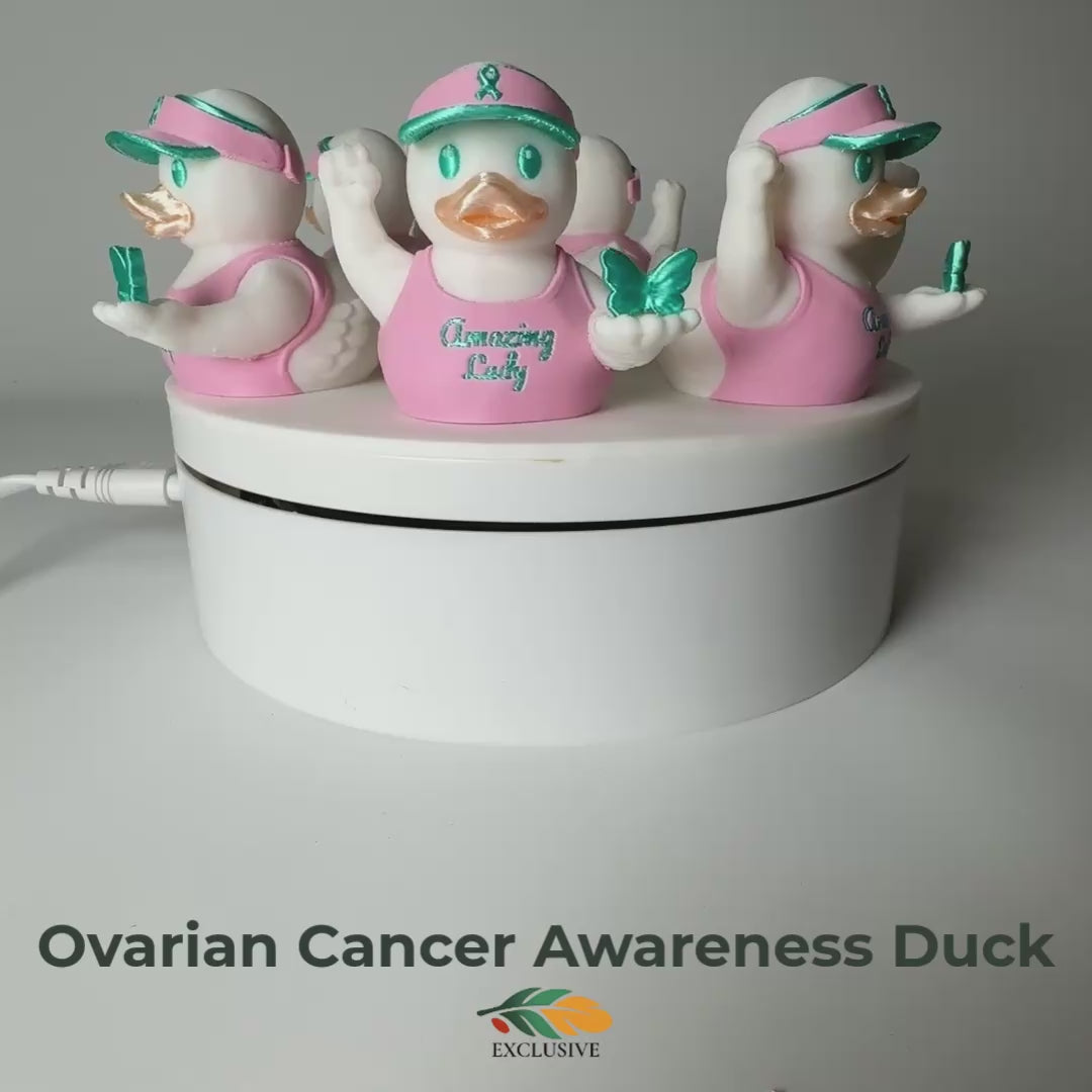 Ovarian Cancer Gift – Teal Butterfly Duck Collectible for Survivors