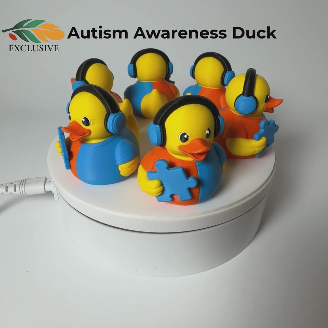 Autism Awareness Duck – Blue Puzzle Piece Dashboard Desk Sensory Toy
