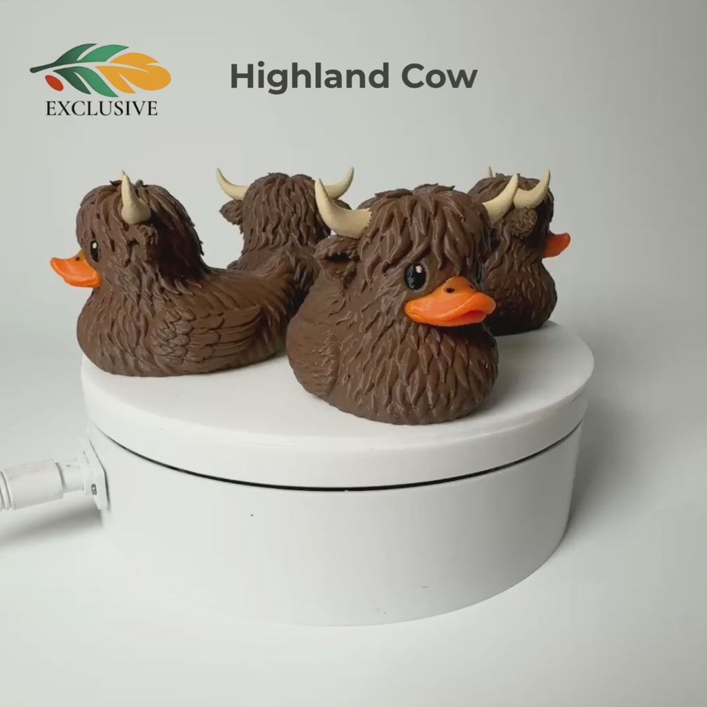 Highland Cow Duck – 4x4 Ducking Tradition Gift Dashboard Toy